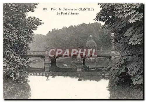 Cartes postales Parc du chateau de Chantilly le pont d'amour