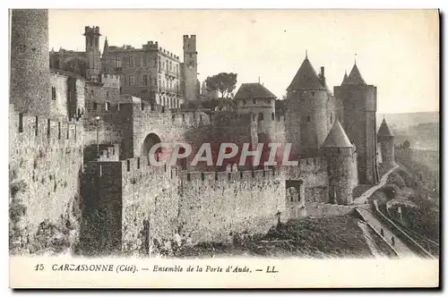 Ansichtskarte AK Carcassonne Ensemble de la porte d&#39Aude