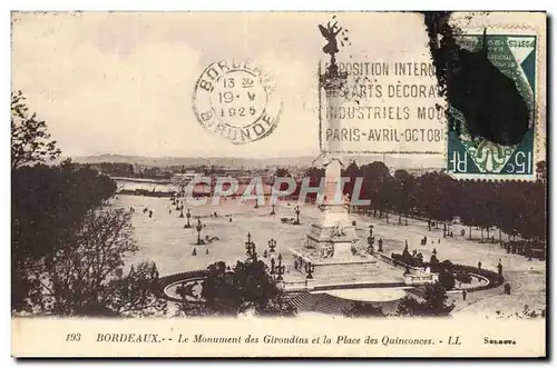 Cartes postales Bordeaux Le monument des Girondins et la place des Quinconces