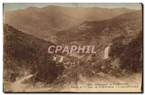 Cartes postales Lacets de la route de Valgorge a Largentiere