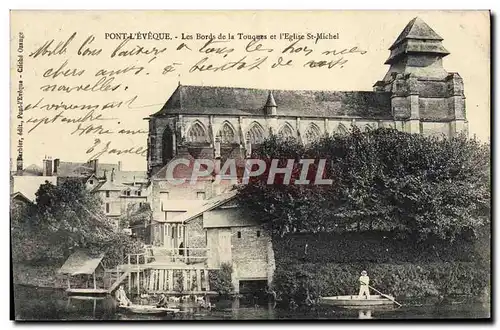 Cartes postales Pont l'Eveque Les bords de la Touques et l'eglise St Michel