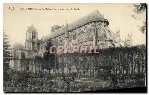 Cartes postales Bourges La cathedrale Vue prise du jardin