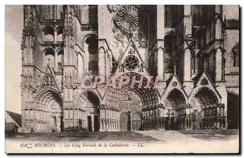 Cartes postales Bourges Les cinq portails de la cathedrale