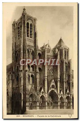 Cartes postales Bourges Facade de la cathedrale