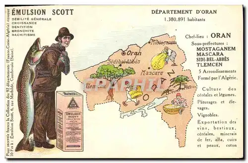 Cartes postales Cartes geographiques Emulsion Scott Oran Algerie