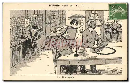 Cartes postales Scenes des PTT La receveuse