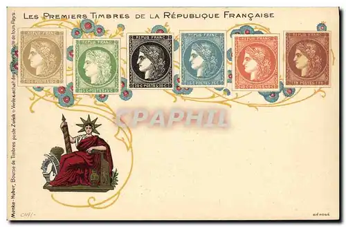 Cartes postales Les premiers timbres de la Republique Francaise