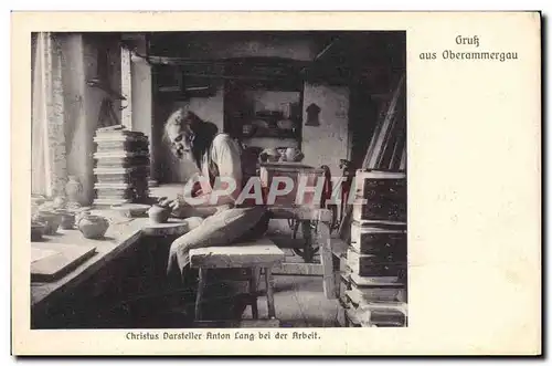 Cartes postales Faience Faincerie Oberammergau Christus Darsteller Anton Lang bei der Arbeit