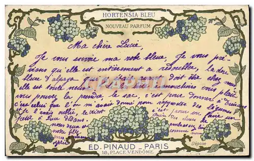 Cartes postales Parfurmerie Parfum Hortensia Bleu Pinaud Paris Place Vendome TOP
