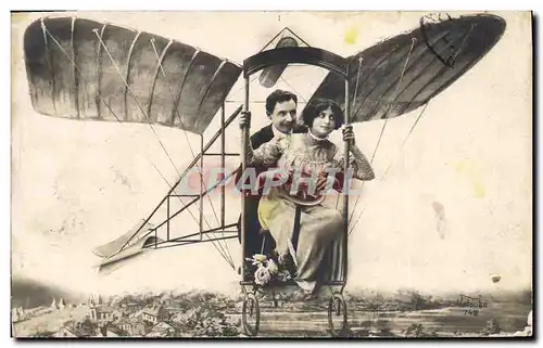 Ansichtskarte AK Photographie Femme Avion