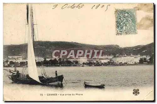 Cartes postales Bateau de peche Cannes Vue prise du phare