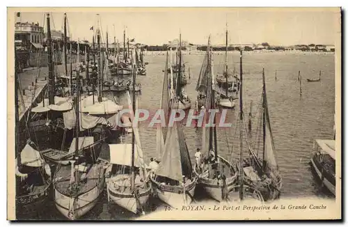 Cartes postales Bateau de peche Royan le port et perspective de la Grande Conche