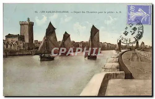 Cartes postales Bateau de peche Les Sables d'Olonne Depart des thonniers pour la peche