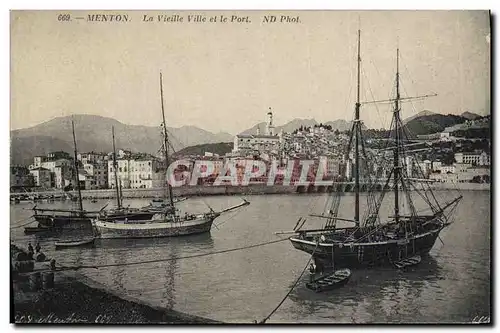 Ansichtskarte AK Bateau de peche Menton la vieille ville et le port