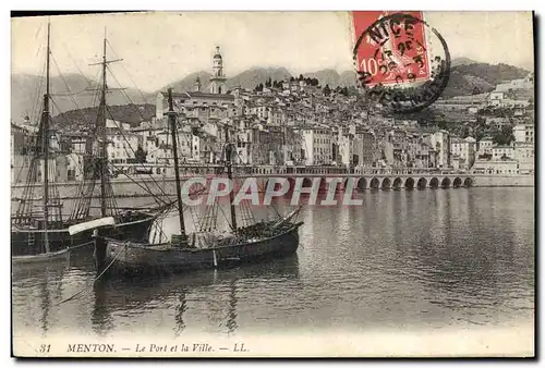 Ansichtskarte AK Bateau de peche Menton Le port et la ville