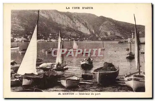 Cartes postales Bateau de peche Menton Interieur du port