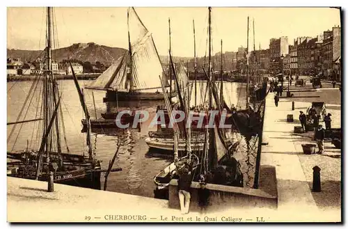 Cartes postales Bateau de peche Cherbourg Le port et le quai Caligny