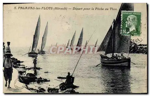 Cartes postales Bateau de peche Palavas les Flots Depart pour la peche au thon
