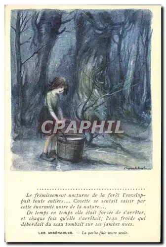 Cartes postales Fantaisie Illustrateur Poulbot Victor Hugo Les Miserables La petite fille toute seule