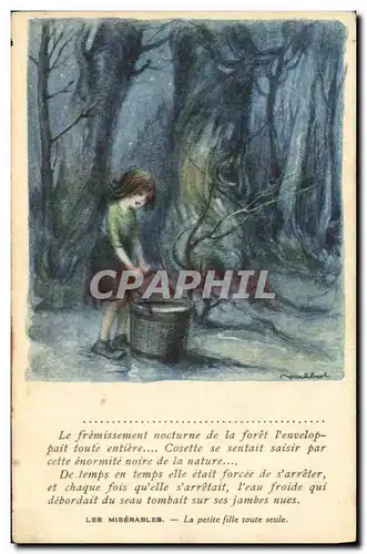 Cartes postales Fantaisie Illustrateur Poulbot Victor Hugo Les Miserables La petite fille toute seule