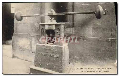 Cartes postales Monnaies Paris Hotel des Monnaies Balancier du 17eme