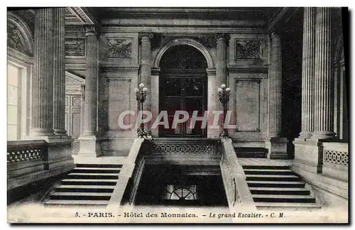 Cartes postales Monnaies Paris Hotel des Monnaies Le grand escalier