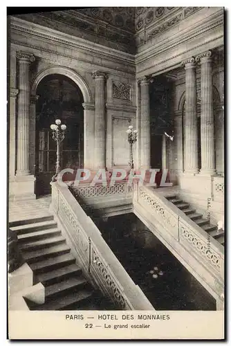 Cartes postales Monnaies Paris Hotel des Monnaies Le grand escalier