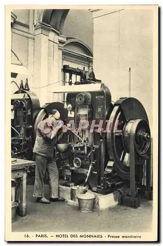 Cartes postales Monnaies Paris Hotel des Monnaies Presse monetaire