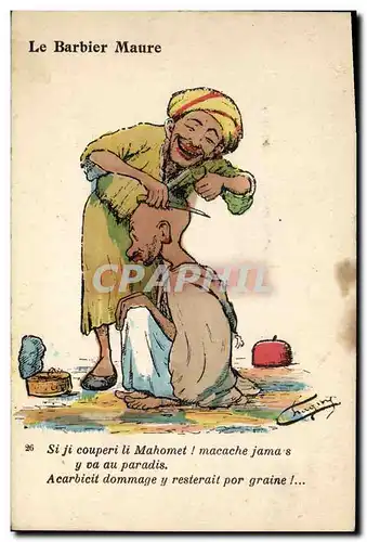 Cartes postales Orientalisme Le barbier Maure Coiffeur