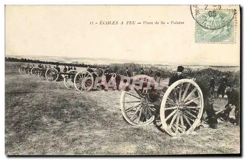 Cartes postales Militaria Ecoles a feu Piece de 80 Pointer