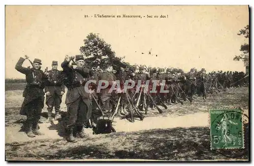 Ansichtskarte AK Militaria L&#39infanterie en manoeuvre Sac au dos