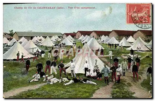 Cartes postales Militaria Champ de tir de Chambaran Vue d&#39un campement