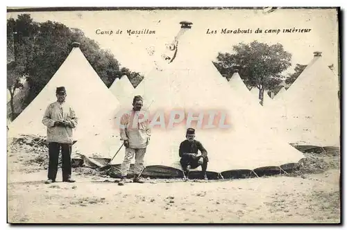 Ansichtskarte AK Militaria Camp de Massillan les marabouts du camp interieur