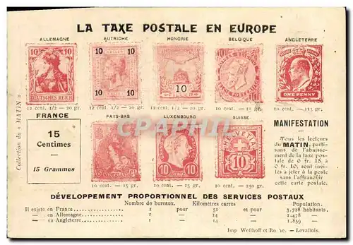 Cartes postales La taxe postale en Europe Germania Paus Bas Hongrie Belgique Angleterre TOP