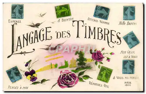 Cartes postales Langage des timbres Semeuse