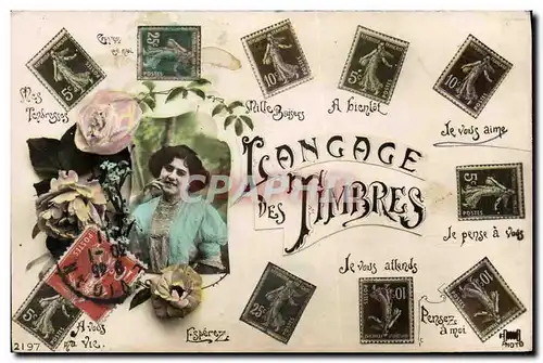 Cartes postales Langage des timbres Semeuse