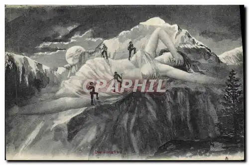 Cartes postales Surrealisme Femme Alpinisme Lune Die jungfrau
