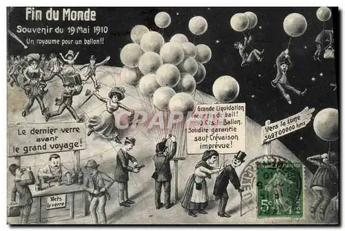 Cartes postales Surrealisme Fin du monde le 19 mai 1910 Un royaume pour un ballon