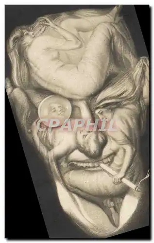 Cartes postales Surrealisme un roue Femmes Cigarette Tabac