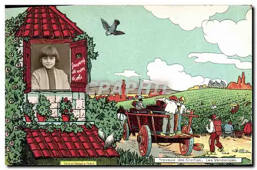 Cartes postales Fantaisie Photographie Enfant Travaux des champs Les vendanges