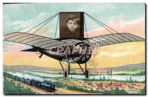 Cartes postales Fantaisie Photographie Enfant Avion