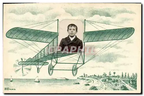 Cartes postales Fantaisie Photographie Enfant Avion