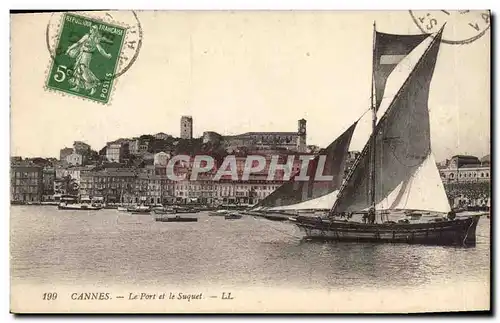 Cartes postales Bateau de peche Cannes Le port et le Suquet