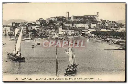 Cartes postales Bateau de peche Cannes Le Port et le Mont Chevalier Vue prise du casino Municipal