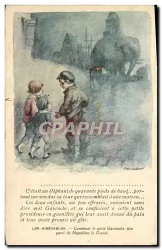 Cartes postales Fantaisie Illustrateur Poulbot Les Miserables Elephant