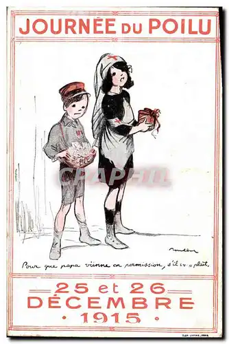 Ansichtskarte AK Fantaisie Illustrateur Poulbot Journee du Poilu 25 et 26 decembre 1915