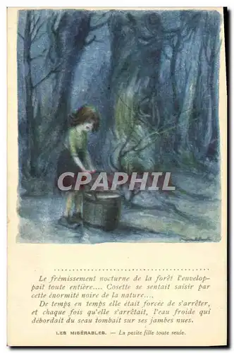 Cartes postales Fantaisie Illustrateur Poulbot Victor Hugo Les Miserables La petite fille toute seule