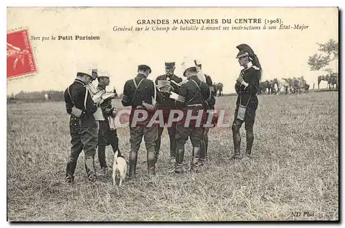 Ansichtskarte AK Militaria Grandes manoeuvres du Centre1908 General sur le champ de bataille donnant ses instruct