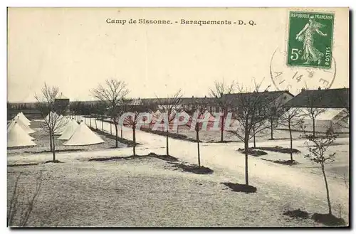Cartes postales Militaria Camp de Sissonne Baraquements