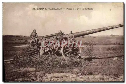 Cartes postales Militaria Camp de Valdahon Piece de 145 en batterie